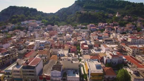 4K (UHD) Vista aérea de la ciudad de Zante en la isla de Zante, en Grecia — Vídeos de Stock