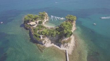 Zakynthos (Zante) Island, Yunanistan - günlük Cameo adasının 4 k (Uhd) havadan görünümü