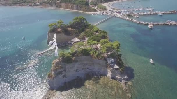 4K (UHD)  Aerial view of Cameo Island in Zakynthos (Zante) island, in Greece - Log — Stock Video