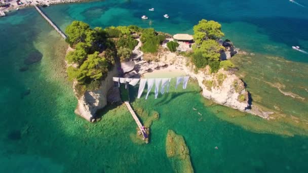 4k (uhd) Luftaufnahme der Kamee-Insel auf der Insel Zakynthos (zante) in Griechenland — Stockvideo