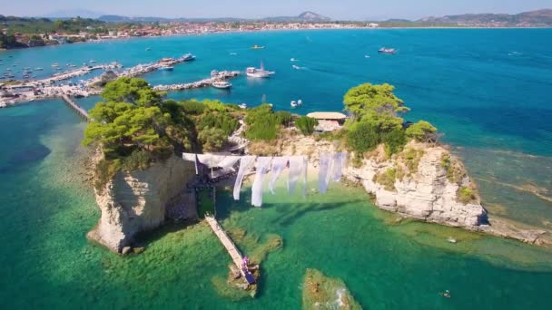 4K (UHD) Vista aérea de la isla Cameo en la isla Zakynthos (Zante), en Grecia — Vídeo de stock