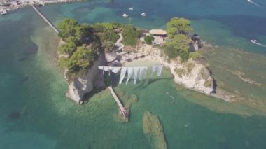 Zakynthos (Zante) Island, Yunanistan - günlük Cameo adasının 4 k (Uhd) havadan görünümü