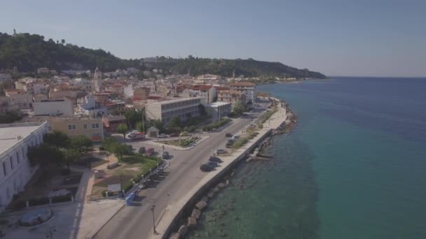 4K (UHD) Vista aérea da cidade de Zakynthos na ilha de Zante, na Grécia - log — Vídeo de Stock
