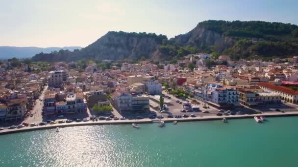 4 k (Uhd) Flygfoto över Zakynthos stad i Zante ön i Grekland — Stockvideo