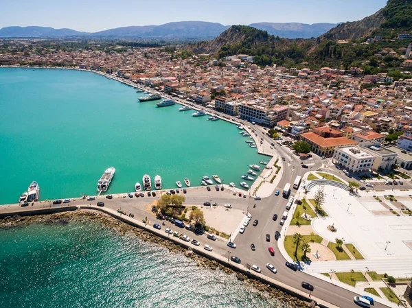 Letecký pohled na město Zakynthos v ostrově Zante, Řecko — Stock fotografie