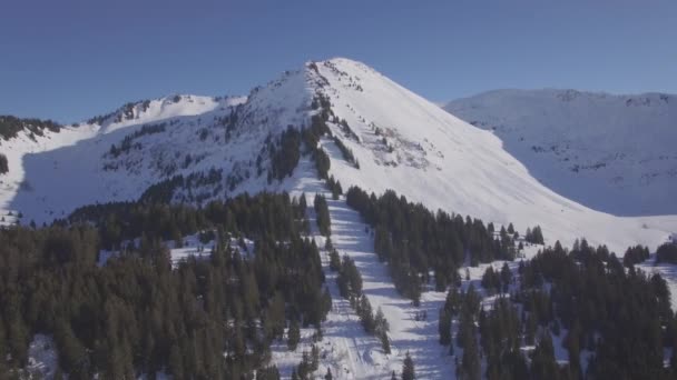 Platt Flygfoto Över Praz Lys Skidort Franska Alperna Frankrike Logg — Stockvideo