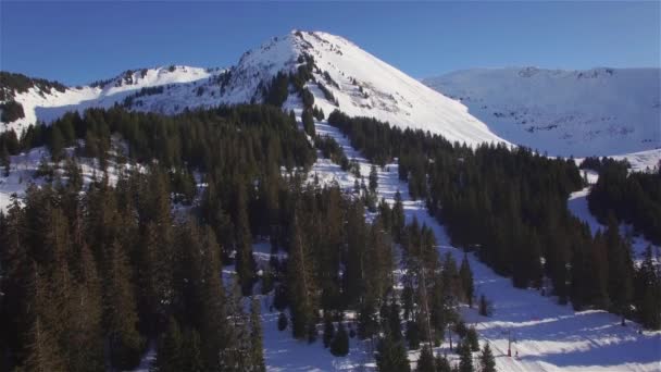 Flygfoto Över Praz Lys Skidort Franska Alperna Frankrike — Stockvideo