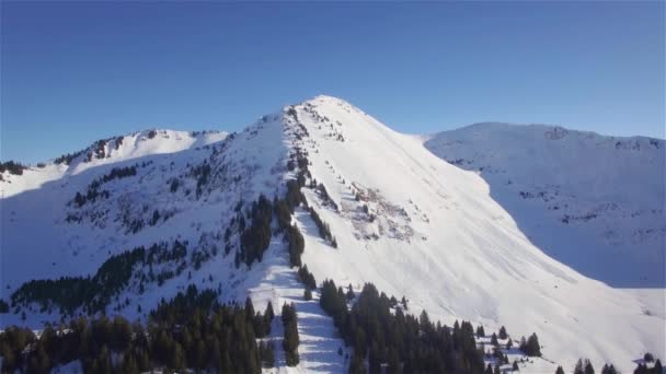 Praz 赖氨酸滑雪站的鸟瞰图法国阿尔卑斯山 — 图库视频影像