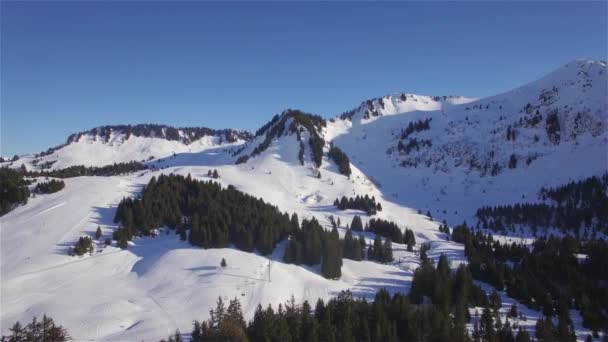 Veduta Aerea Della Stazione Sciistica Praz Lys Nelle Alpi Francesi — Video Stock