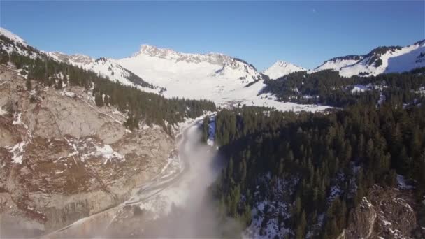 Flygfoto Över Praz Lys Skidort Franska Alperna Frankrike — Stockvideo