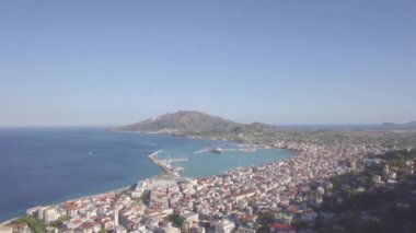 4k Bochali Zante Island, Yunanistan - Zakynthos şehirden hava görünümünü günlük yetersiz