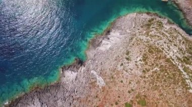 4 k hava manzara Porto limnionas Beach Zakynthos (Zante) Island, Yunanistan 