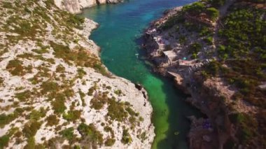 4 k hava manzara Porto limnionas Beach Zakynthos (Zante) Island, Yunanistan 