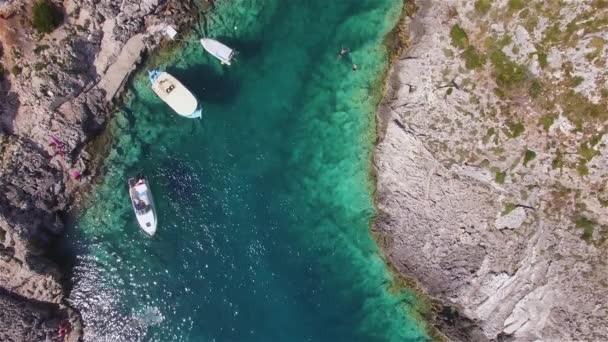 Vista Aérea Playa Porto Limnionas Isla Zakynthos Zante Grecia — Vídeos de Stock