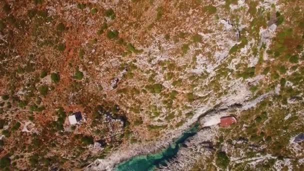 Vista Aérea Playa Porto Limnionas Isla Zakynthos Zante Grecia — Vídeo de stock