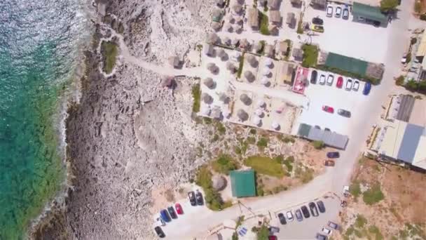 Vista Aérea Praia Porto Limnionas Ilha Zakynthos Zante Grécia — Vídeo de Stock