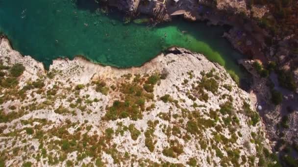 Flygfoto Över Stranden Porto Limnionas Zakynthos Zante Island Grekland — Stockvideo