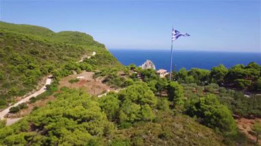 4 k hava manzara zeytin ağacı alanın Zakynthos Zante Island, Yunanistan 