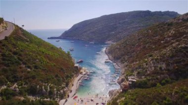 4 k hava manzara Porto Vromi Beach Zakynthos (Zante) Island, Yunanistan 