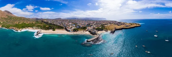 Panoramic aerial view of Tarrafal beach in Santiago island in Ca — Stock Photo, Image