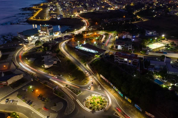 Nacht luchtfoto van Praia stad in Santiago in Kaapverdië Eiland — Stockfoto