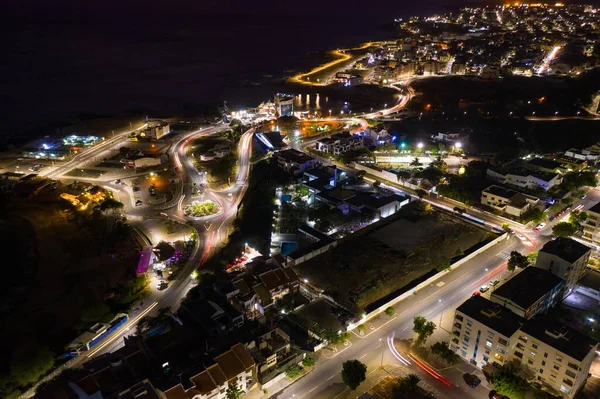 Éjszakai légi kilátás Praia város Santiago a Zöld-foki-szigetek — Stock Fotó