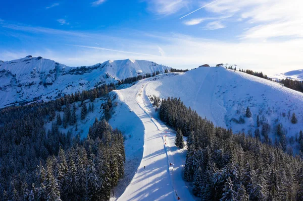 Skistation in Megeve in de Haute Savoie in de Franse Alpen van Frankrijk — Stockfoto