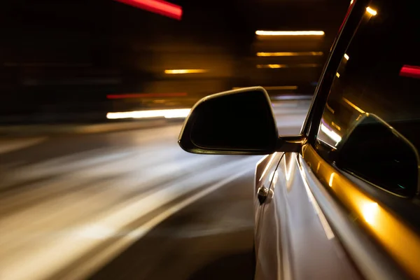 Car Light Trail While Driving Coty Night — Stock Photo, Image