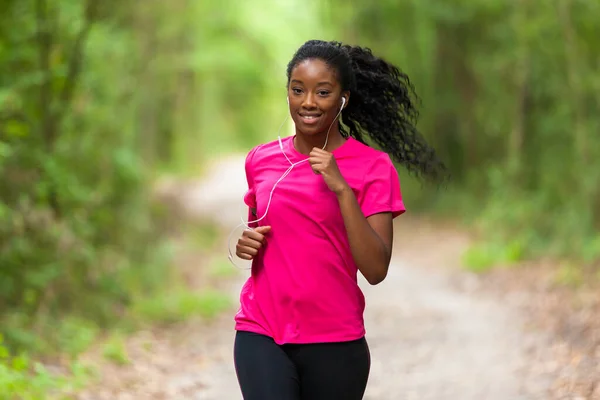 Retrato Mujer Afroamericana Corredora Fitness Personas Estilo Vida Saludable — Foto de Stock