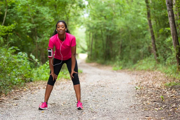 Afrikaans Amerikaanse Vrouw Jogger Portret Fitness Mensen Een Gezonde Levensstijl — Stockfoto