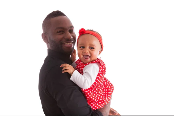 Young African American Father Holding Her Baby Girl — Stock Photo, Image