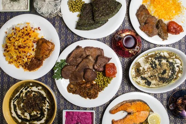Plan Général Plats Variés Cuisine Iranienne — Photo