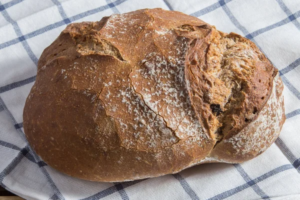 Närbild Traditionella Bröd Med Eco Ingredienser Med Knaprig Skorpa — Stockfoto