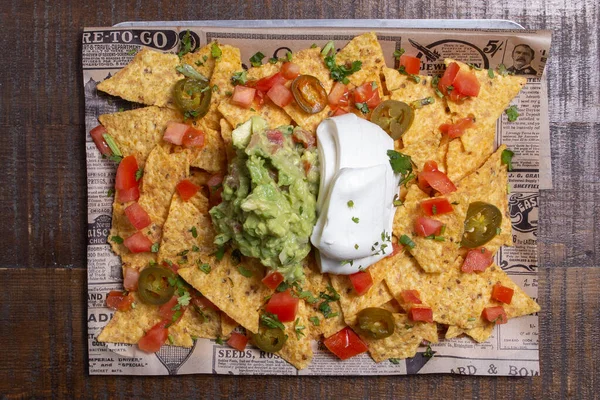 Une Délicieuse Assiette Nachos Repas Mexicain Préféré — Photo