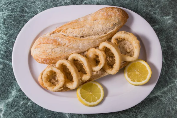 Sandwich Aux Sonneries Calamars Bocadillos Calamares — Photo