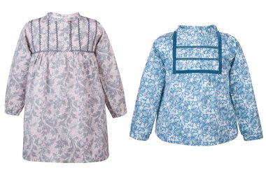 Beyaz arka planda izole edilmiş yaz için çocukların güzel elbiseleri.