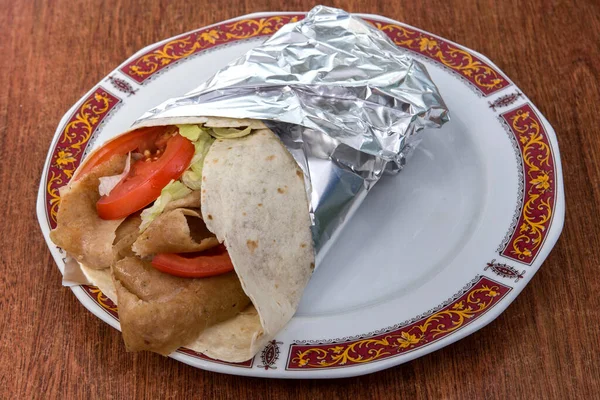 Maso Kuře Doner Kebab Nebo Shawarma Sendvič — Stock fotografie