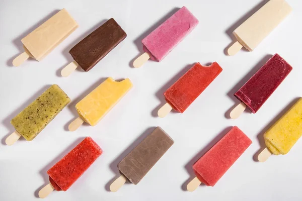 Popsicles Колекція Епісклею Морозива Повністю Морозиво Літо Морозива Ізольовані Білому Стокове Фото