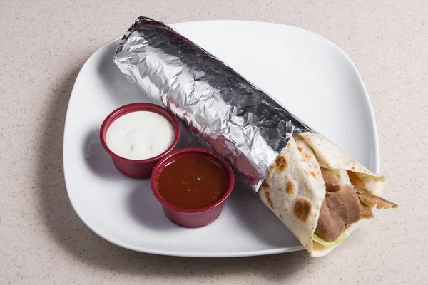 Kjøtt Kyllingkebab Eller Shawarma Sandwich – stockfoto