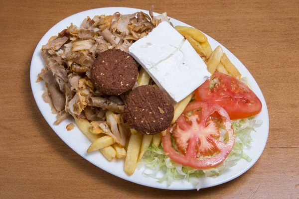 Plat Fast Food Kebab Avec Des Frites Pommes Terre Des — Photo