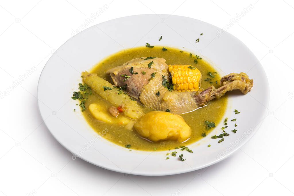 Traditional Colombian soup from the region of Valle del Cauca called sancocho