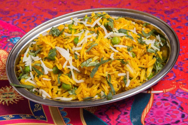 Bowl Colored Indian Style Pilau Rice — Stock Photo, Image
