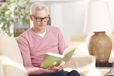 Son sınıf öğrencisi evde kitap okuyor.