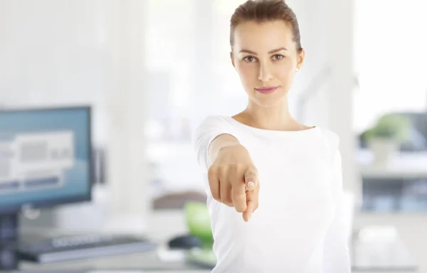 Woman pointing with her finger