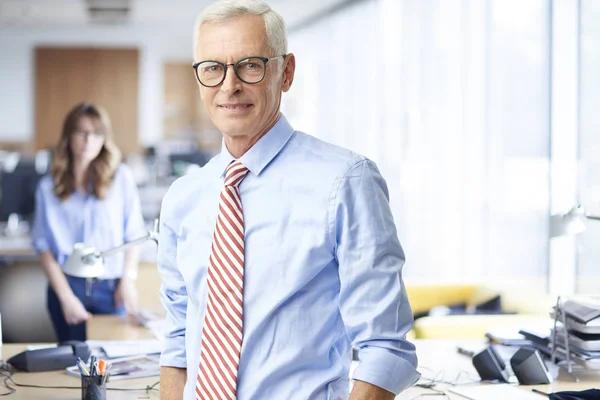 Executive Senior Sales Man Standing Office While Looking Camera Smiling — Stock Photo, Image
