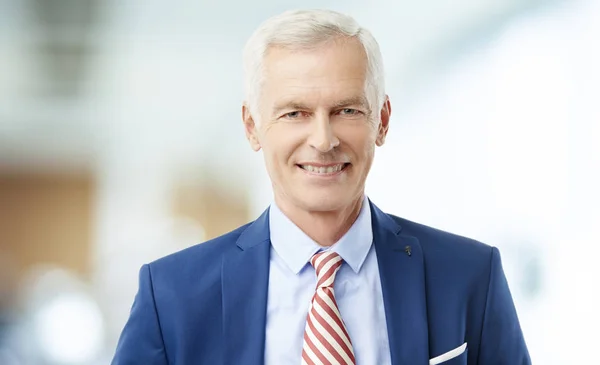 Senior Male Lawyer Standing Law Firm While Wearing Suit Smiling — Stock Photo, Image