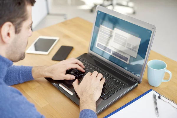 Rear View Shot Young Businessman Working Laptop While Managing His — Stock Photo, Image