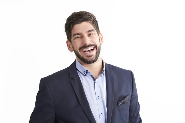 Alegre joven hombre de negocios estudio retrato —  Fotos de Stock