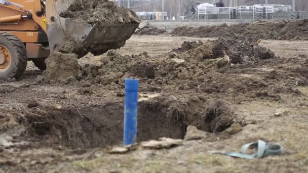 Bulldozer transports the ground — Stock Video