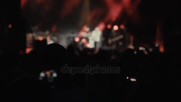 Blick aus dem Publikum auf das Rockkonzert — Stockvideo